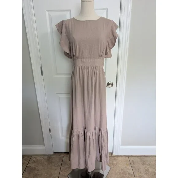 Cynthia Rowley | Dresses | Cynthia Rowley Linen Blend Tiered Maxi Dress  Butterfly Sleeve Sz S | Poshmark